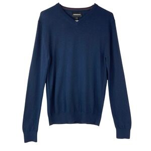 Bonobos Navy Blue Merino Wool Sweater S Pullover V-Neck Long Sleeve Slim Fit